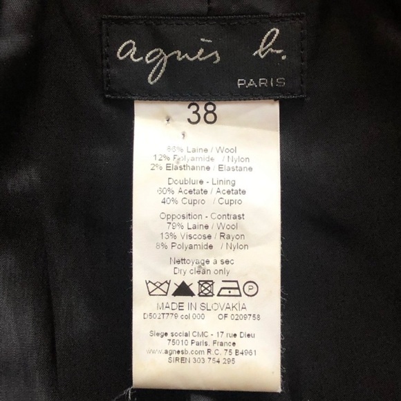 Agnes B. Paris Women’s Wool Blend Tweed Coat With Floral Accent  Cuffs Size 38 - Picture 9 of 10